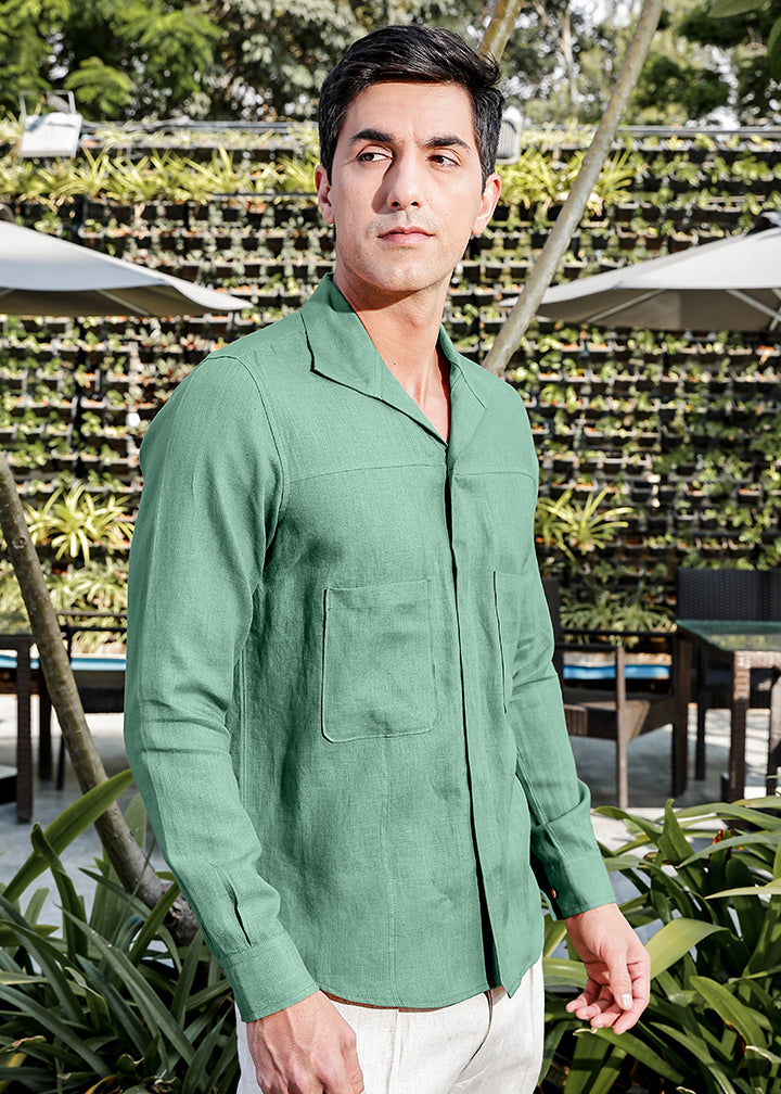 Sigma - Full Sleeve Pure Linen All-Occasion Shirt - Spring Green