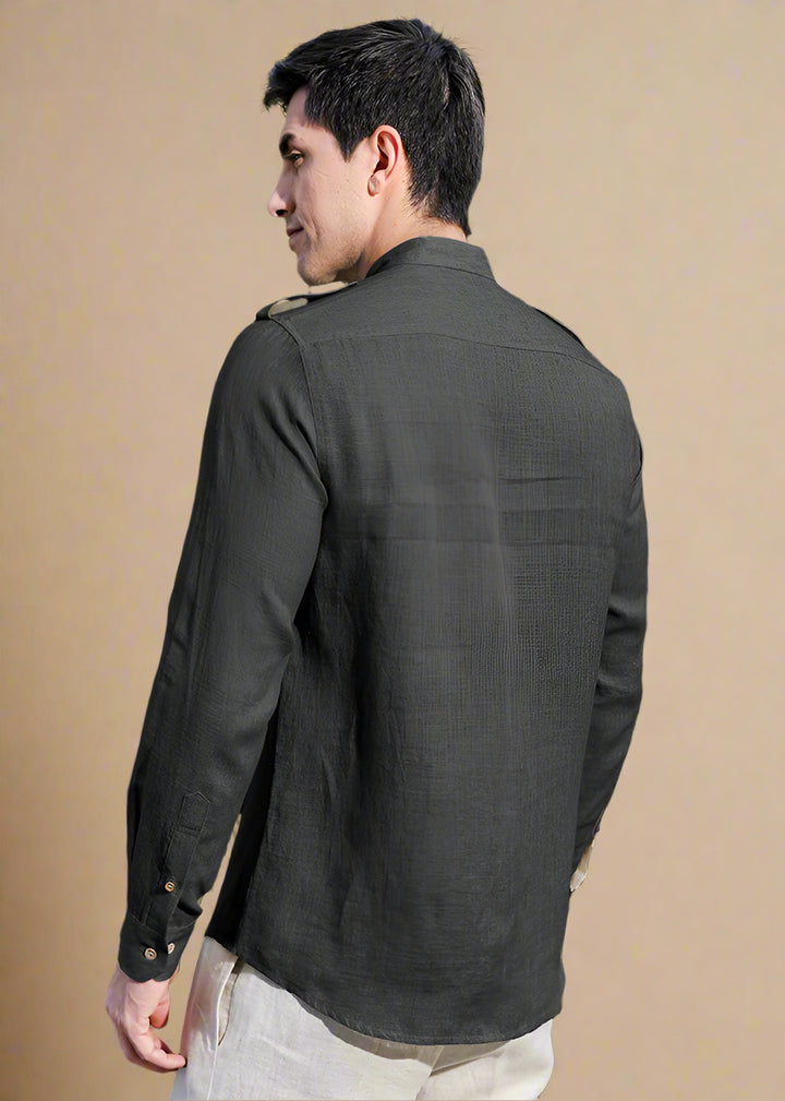 Hardy - Italian Full Sleeve Stylized Shirt - Black