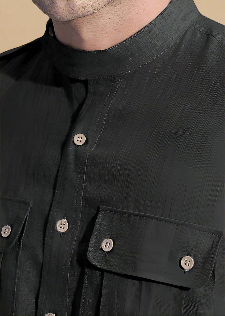 Hardy - Italian Full Sleeve Stylized Shirt - Black