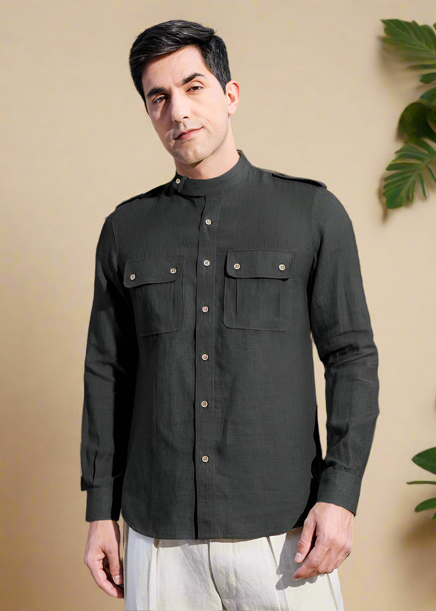 Hardy - Italian Full Sleeve Stylized Shirt - Black