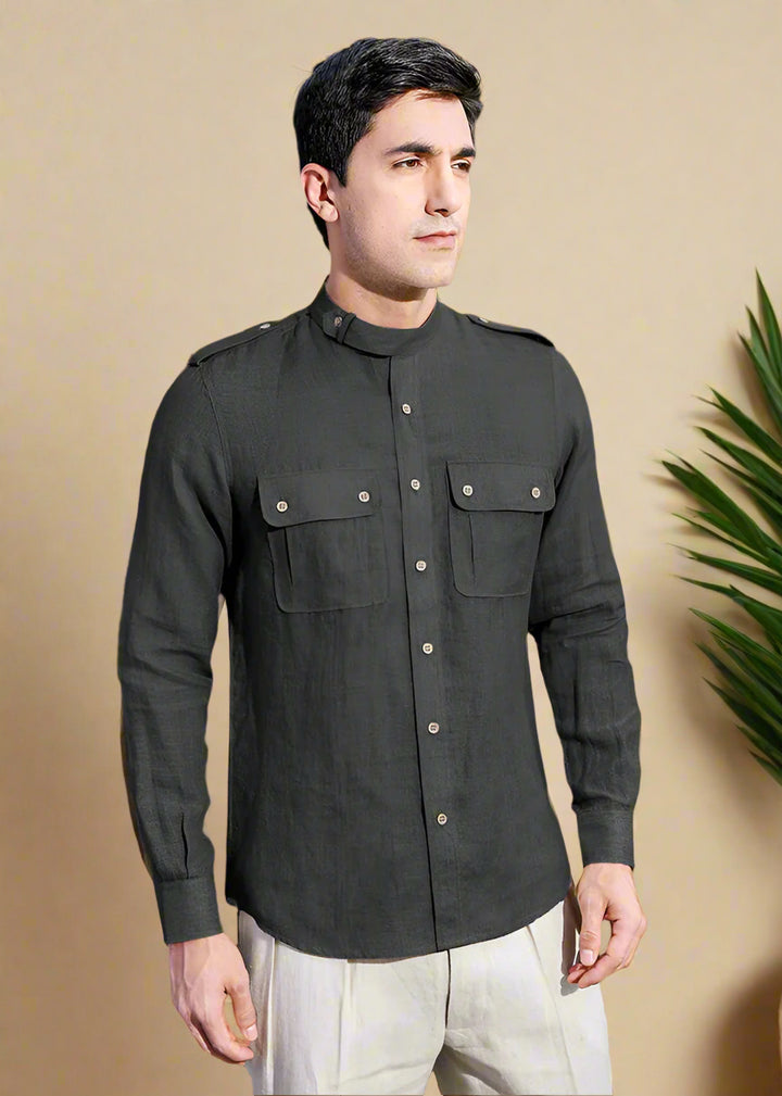 Hardy - Italian Full Sleeve Stylized Shirt - Black
