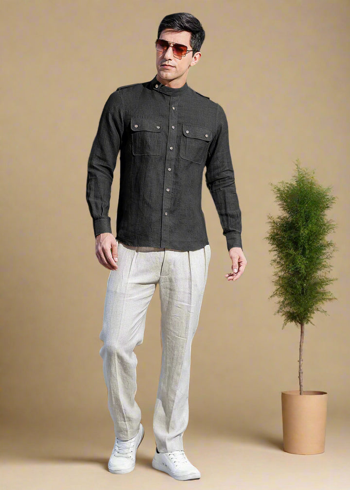Hardy - Italian Full Sleeve Stylized Shirt - Black