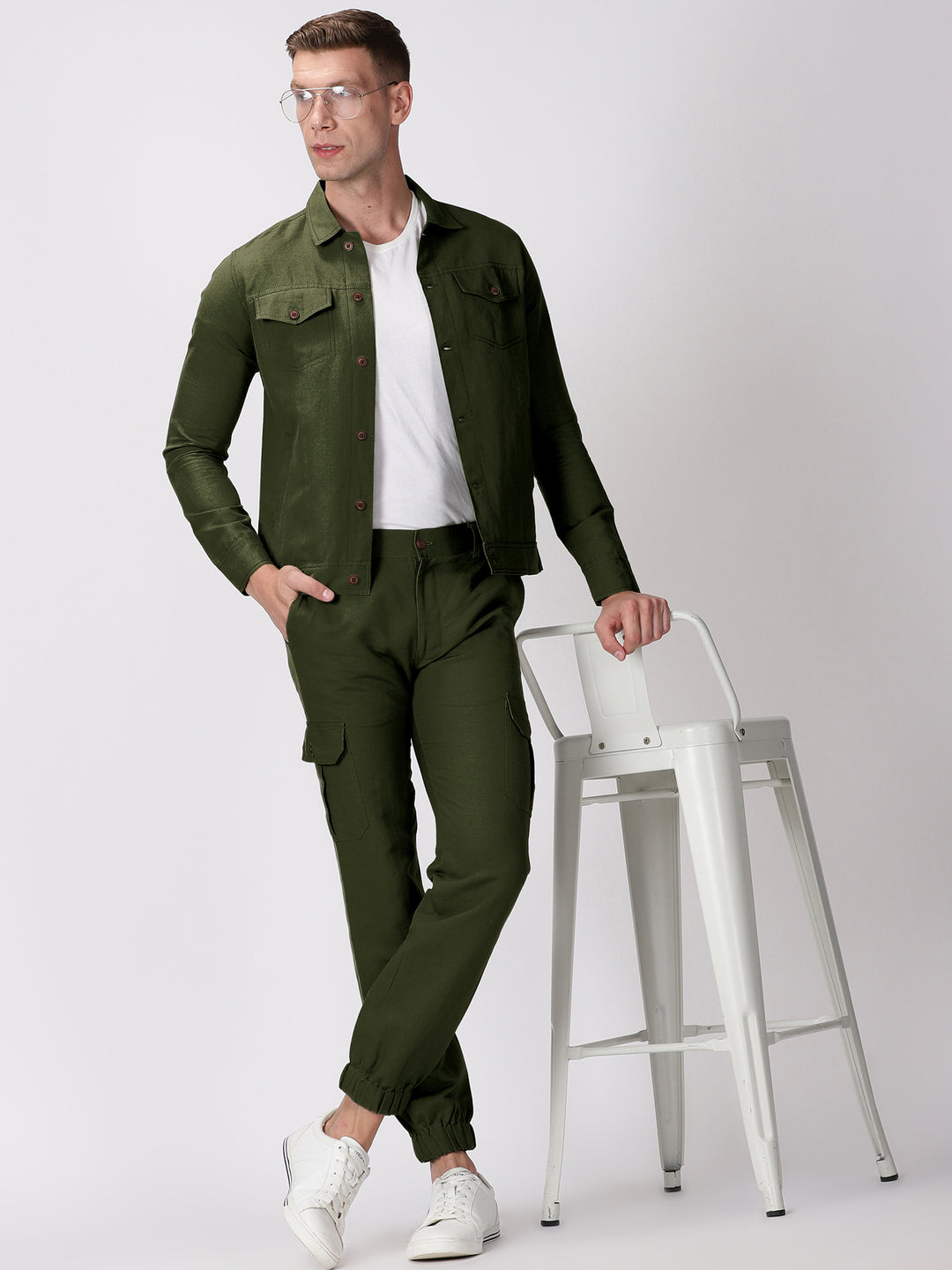 Becket - Linen Short Jacket - Dark Green