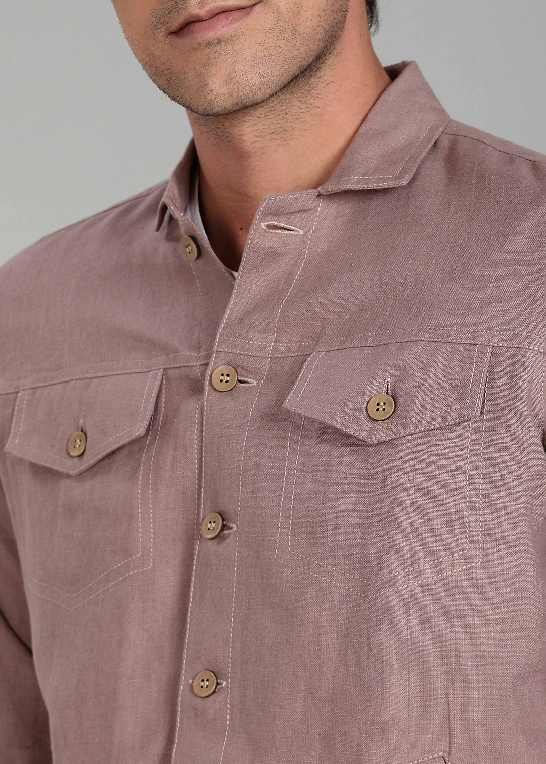 Becket - Linen Short Jacket - Muted Brown