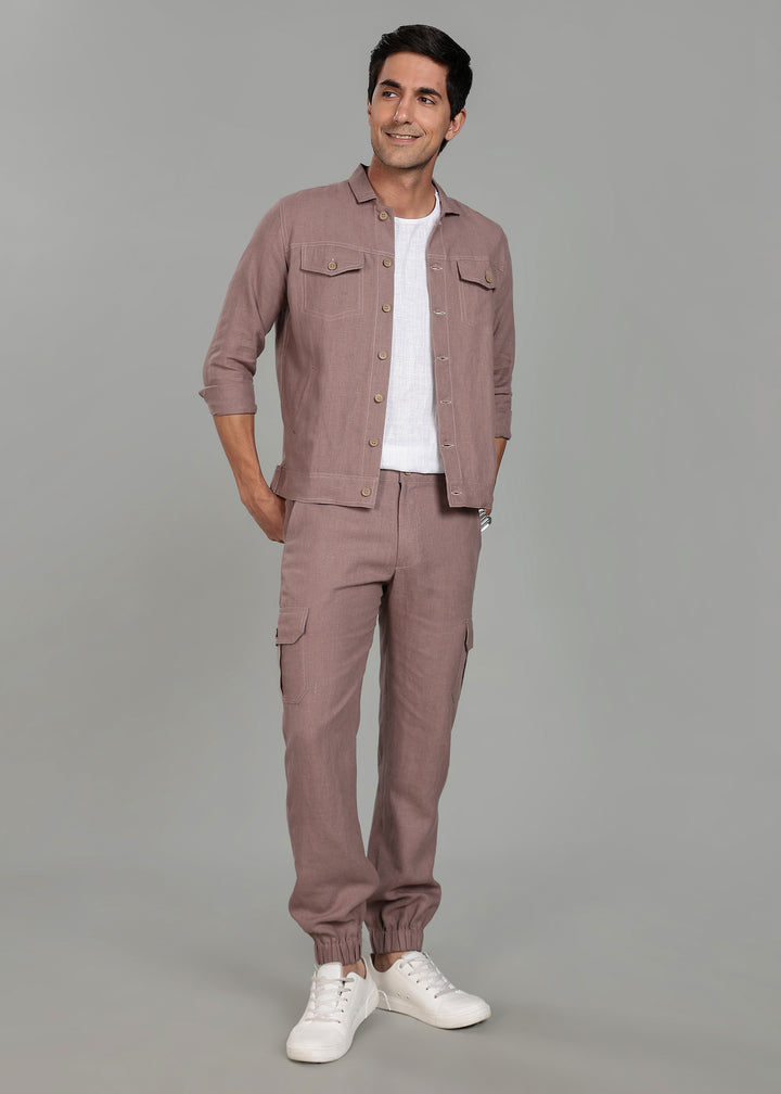 Muted Brown Linen Jacket & Jogger Co-Ord Set