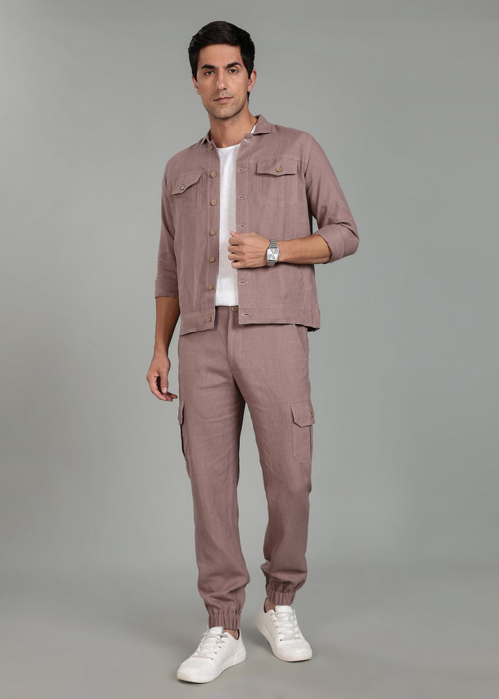 Muted Brown Linen Jacket & Jogger Co-Ord Set