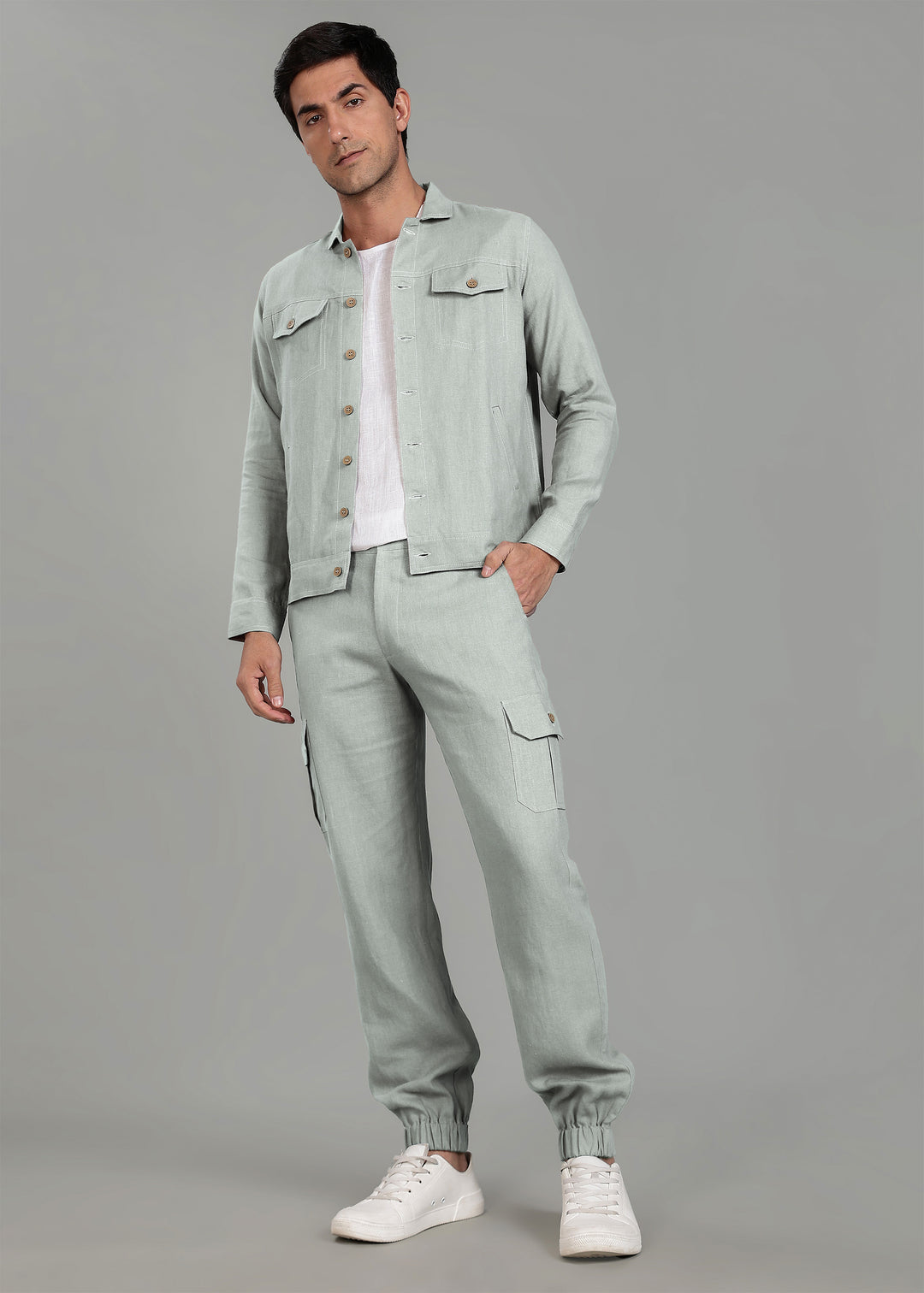 Slow Green Linen Jacket & Jogger Co-Ord Set