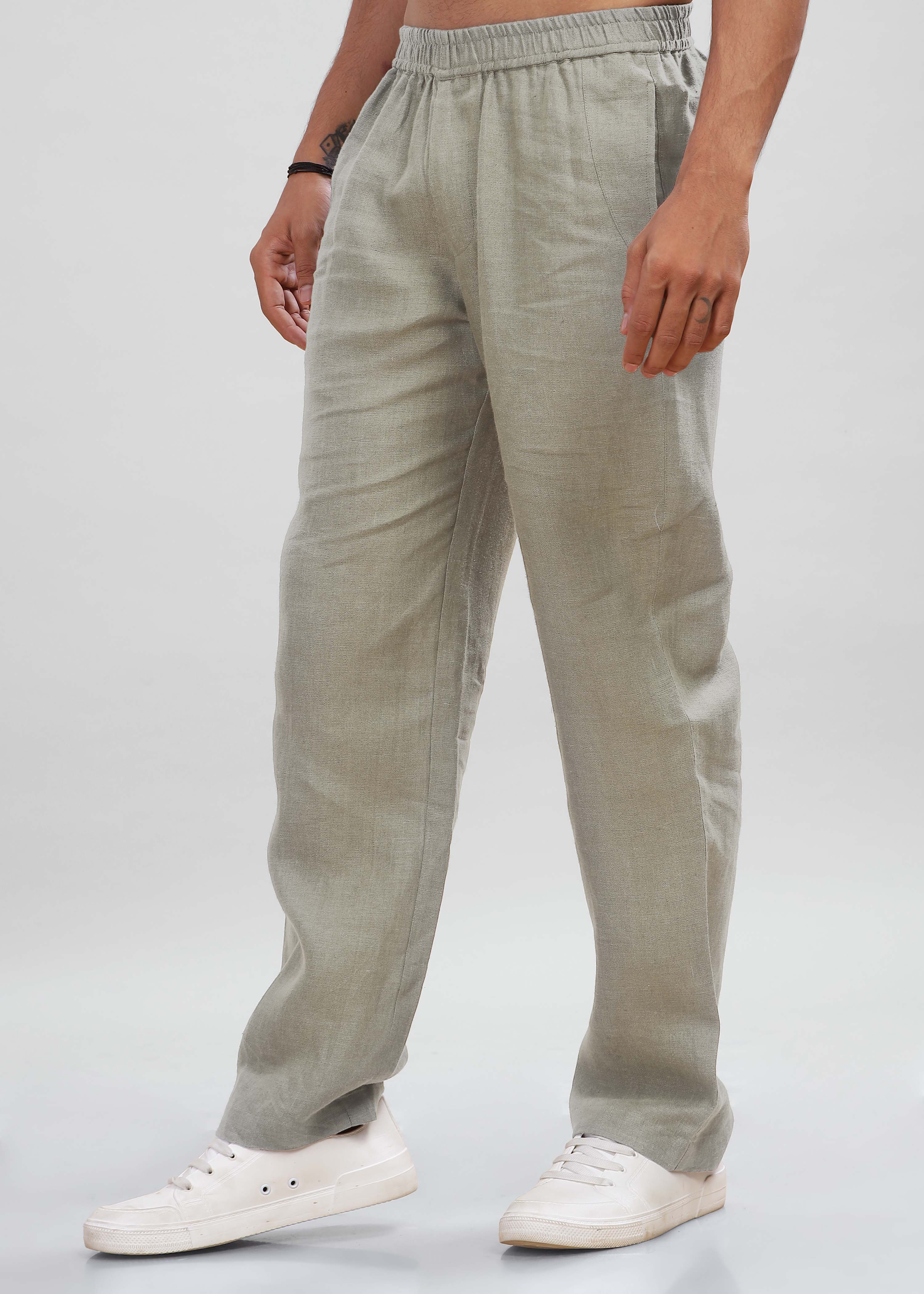 Artichoke Green Pure Linen Casual Pants for Men – Linen Trail
