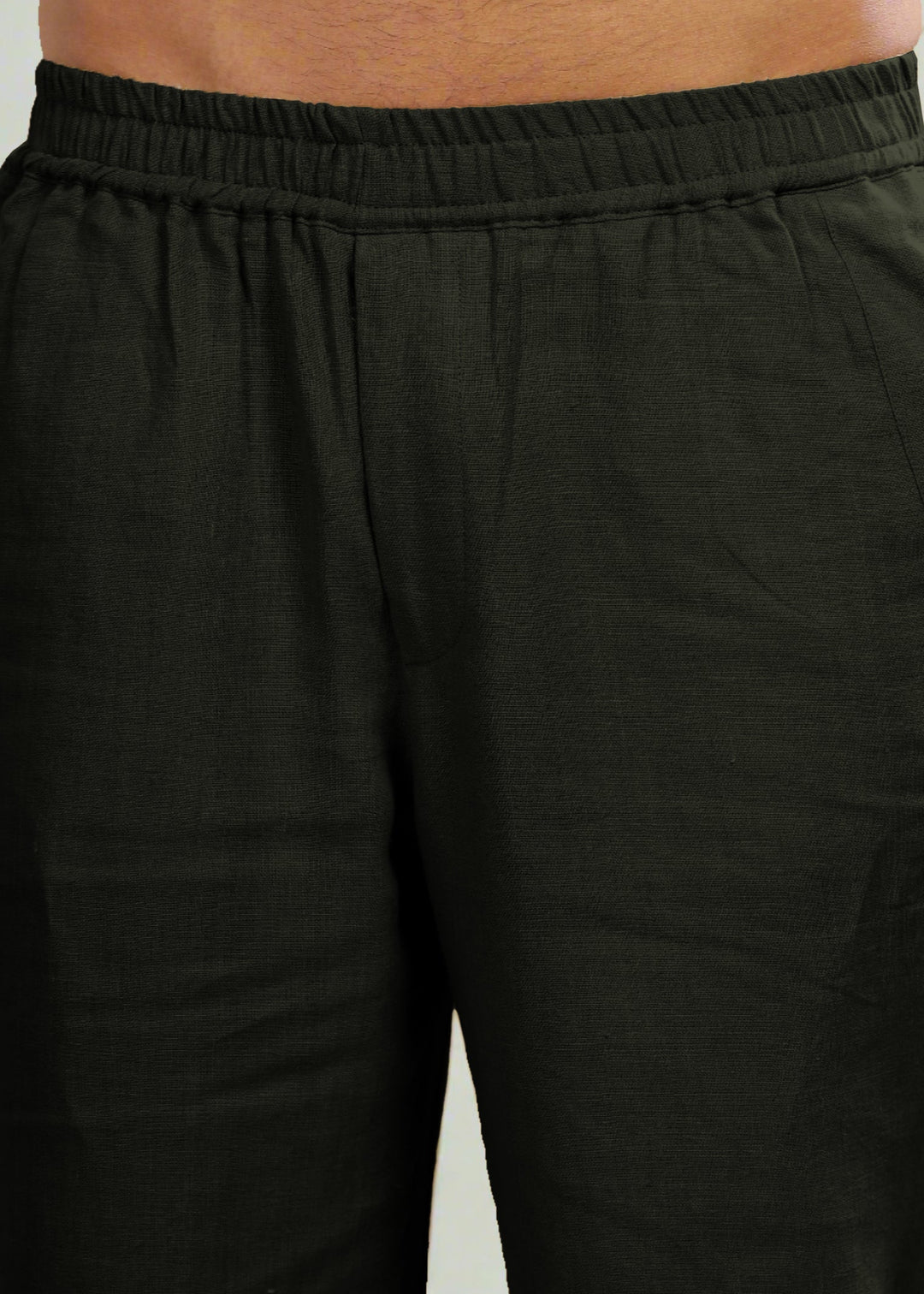 Breeze- Linen Casual Elastic Pants -  Dark Green