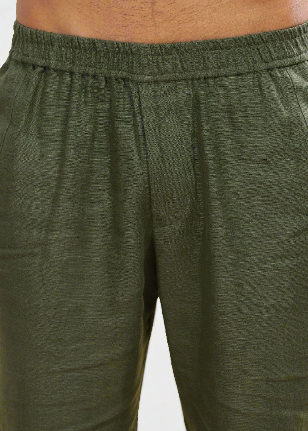 Breeze- Linen Casual Elastic Pants - Military Green