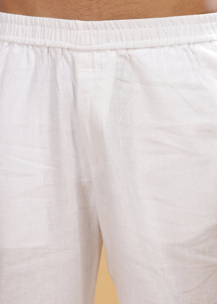 Breeze- Linen Casual Elastic Pants - White