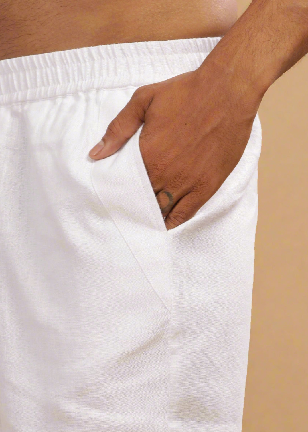 Breeze- Linen Casual Elastic Pants - White