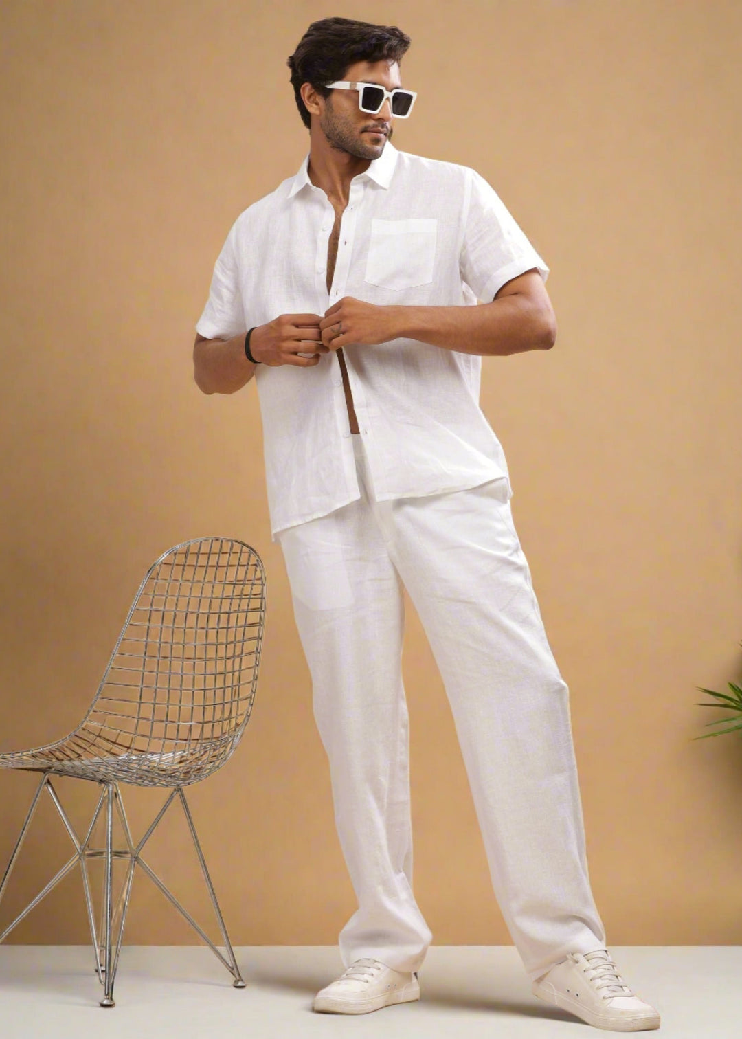 Breeze- Linen Casual Elastic Pants - White