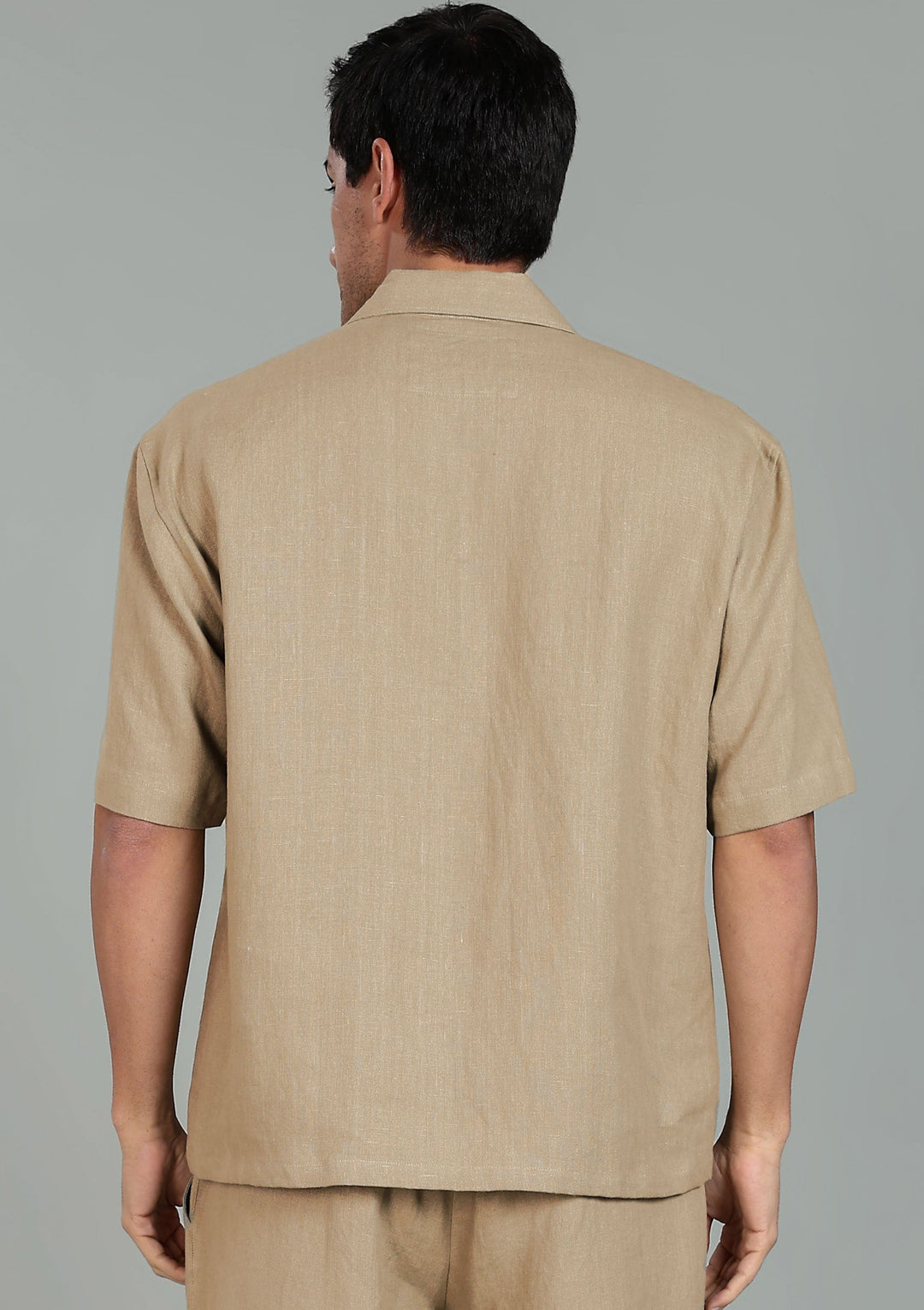 Cole Pure Linen T-Shirt with Ivo Pant Set - Light Hazelnut Brown