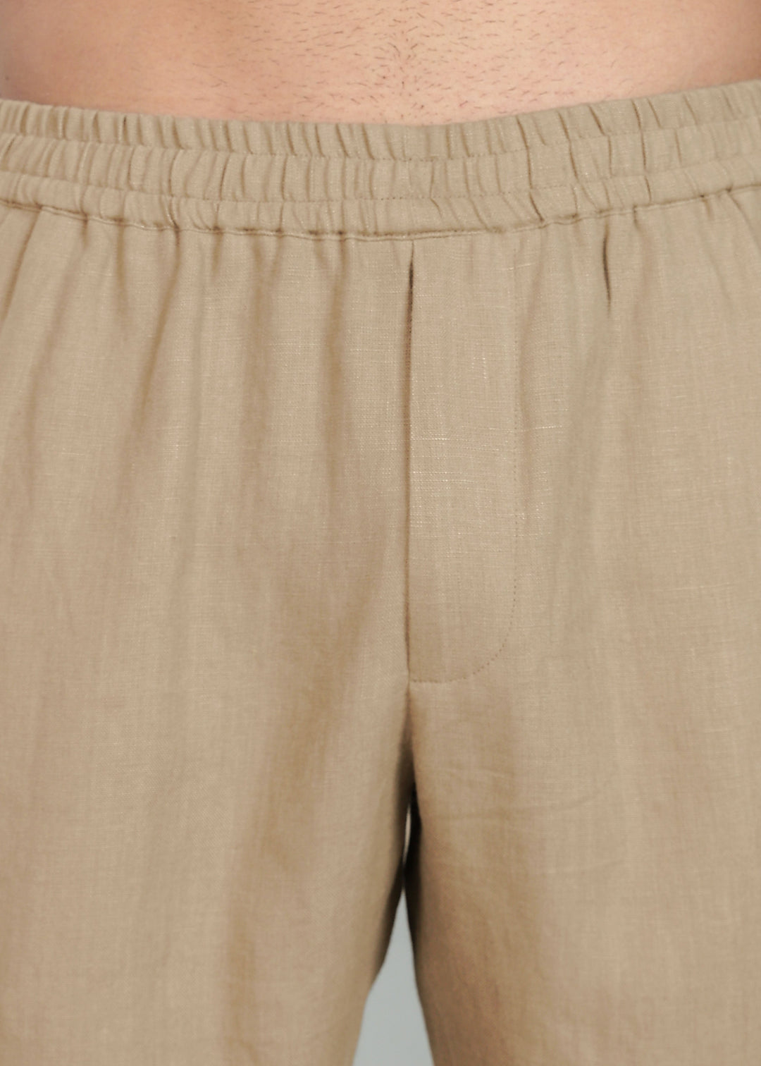 Ivo -  Pure Linen Casual Relaxed Elastic Pants - Light Hazelnut Brown