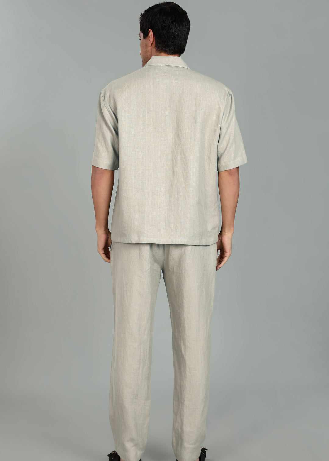 Cole Pure Linen T-Shirt with Ivo Pant Set - Powder Blue