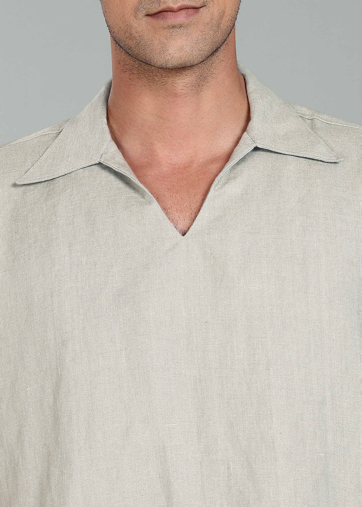 Cole Pure Linen T-Shirt with Ivo Pant Set - Powder Blue