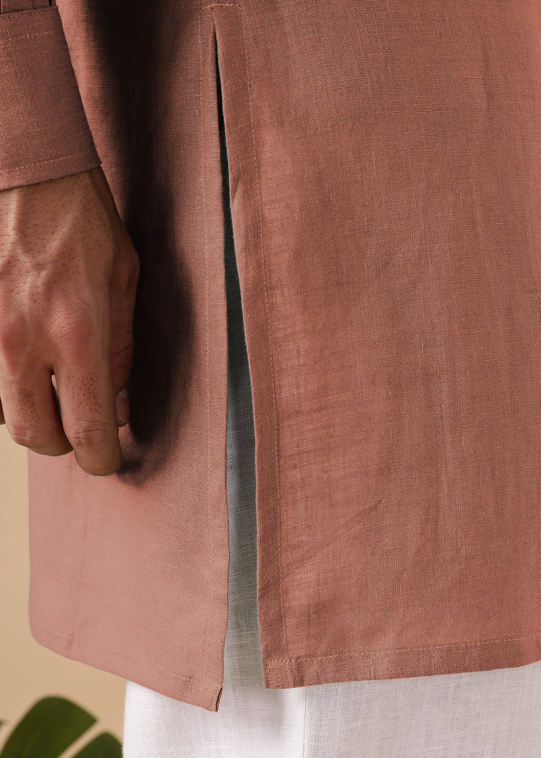 Nirva Kurta - Pure Linen Kurta with Space Tucks | Fondue Pink