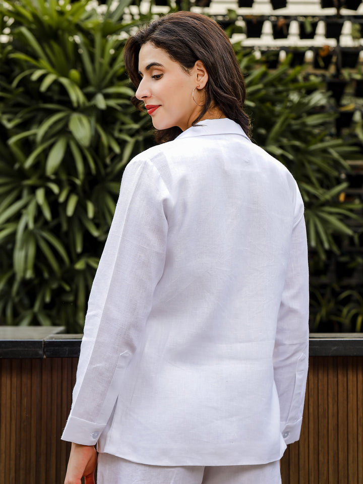 Donna - Lapel Collar Jacket - White