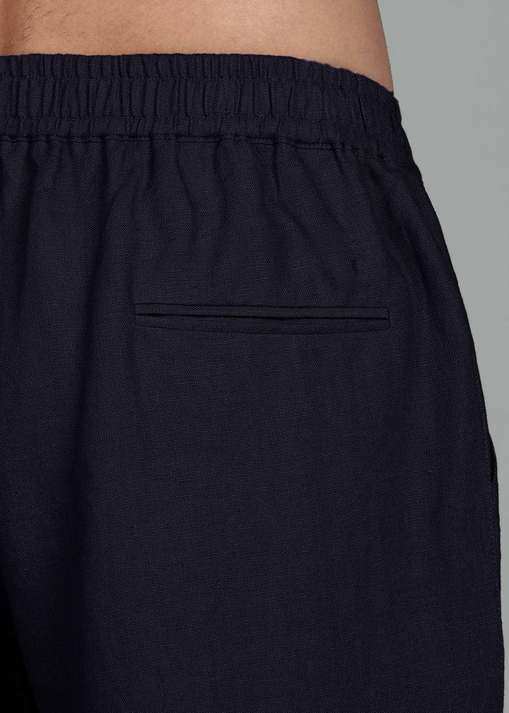 Ivo -  Pure Linen Casual Relaxed Elastic Pants - Regal Blue