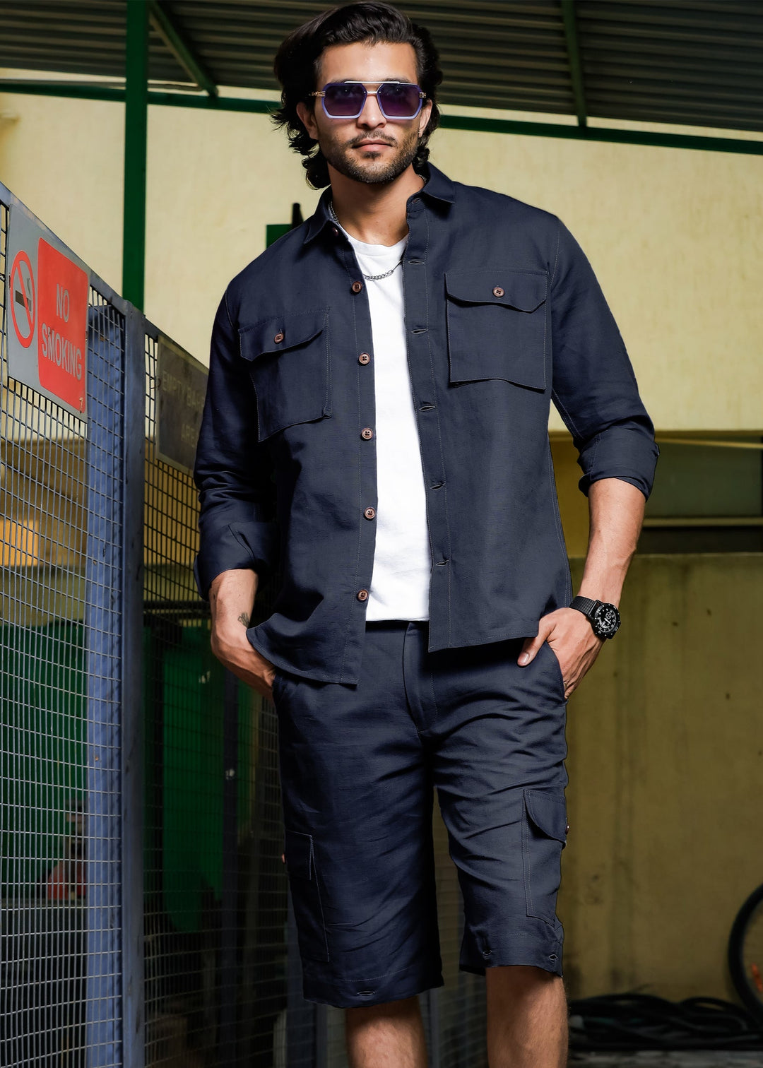 Zayn - Linen Short Jacket - Dark Blue