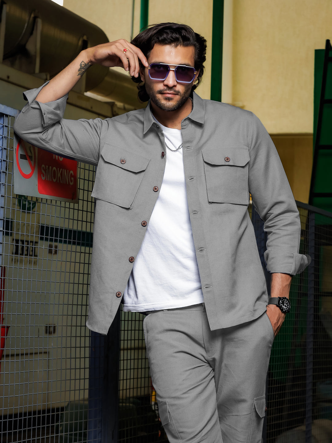 Zayn - Linen Short Jacket - Steel Grey