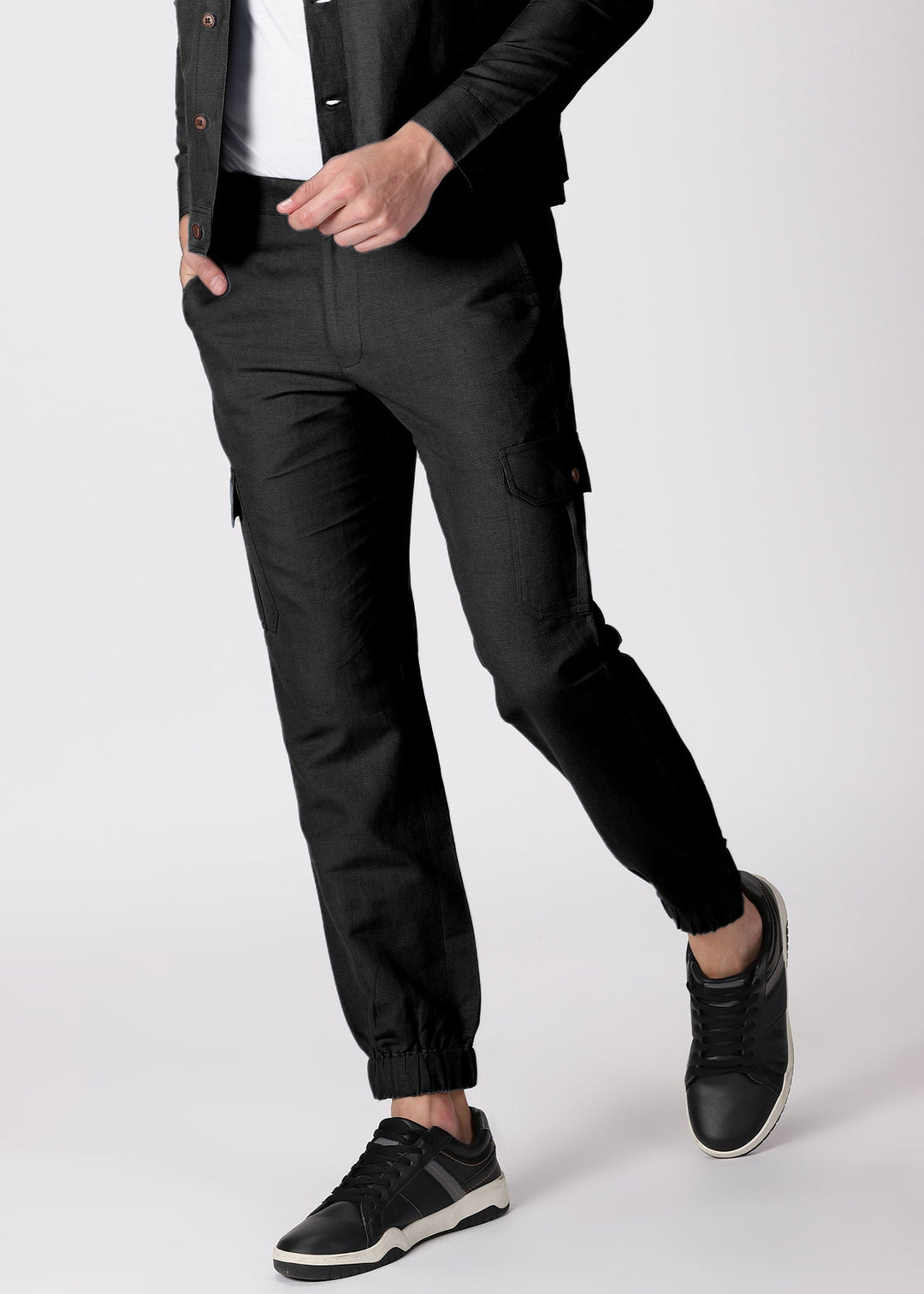 Finn - Linen Joggers - Black