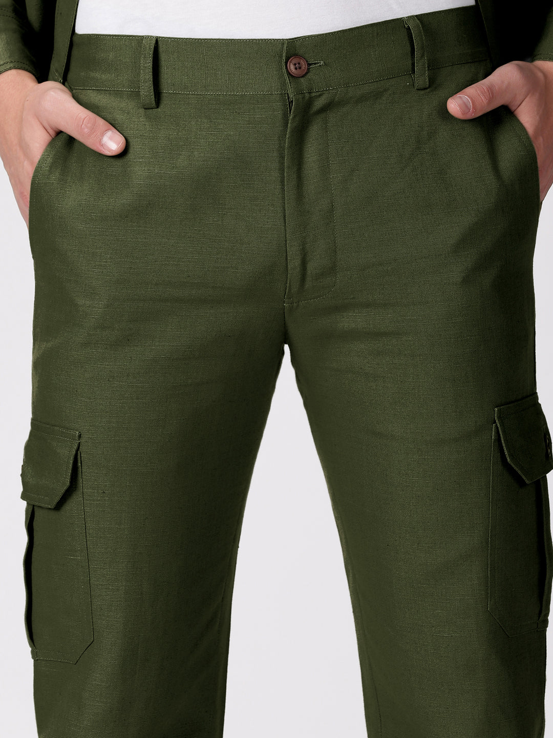 Finn - Linen Joggers - Dark Green