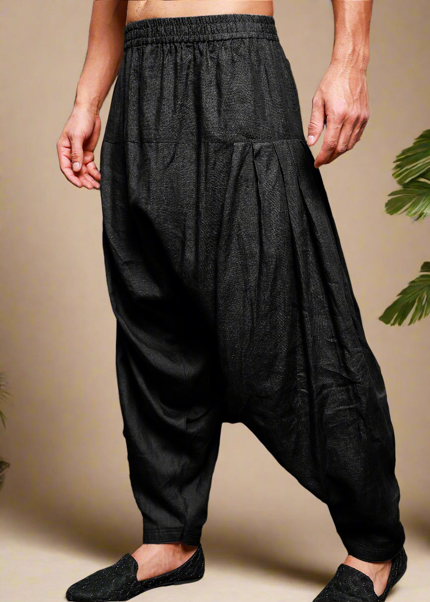 Han - Pure Linen Pathani Pyjama - Black