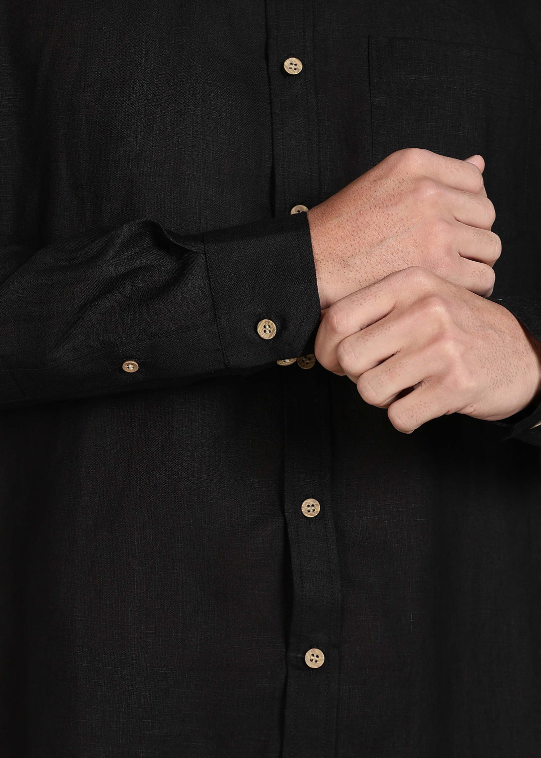 Harvey - Pure Linen Full Sleeve Shirt - Black