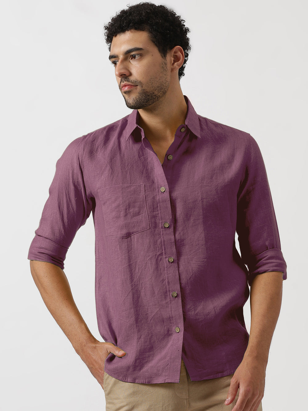 Harvey - Pure Linen Full Sleeve Shirt - Twilight Purple