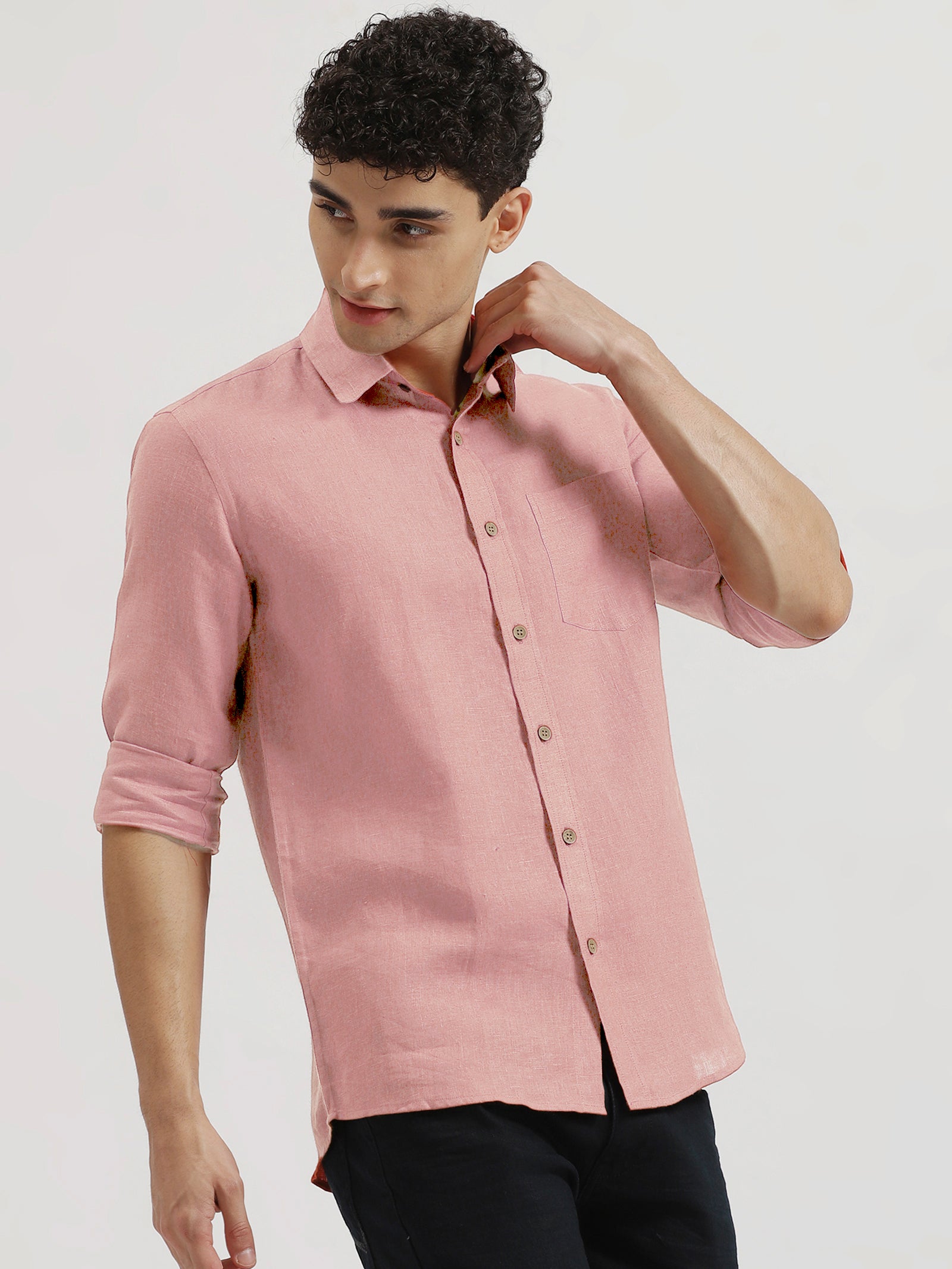 Pink Pure Linen Full Sleeve Shirt – Linen Trail