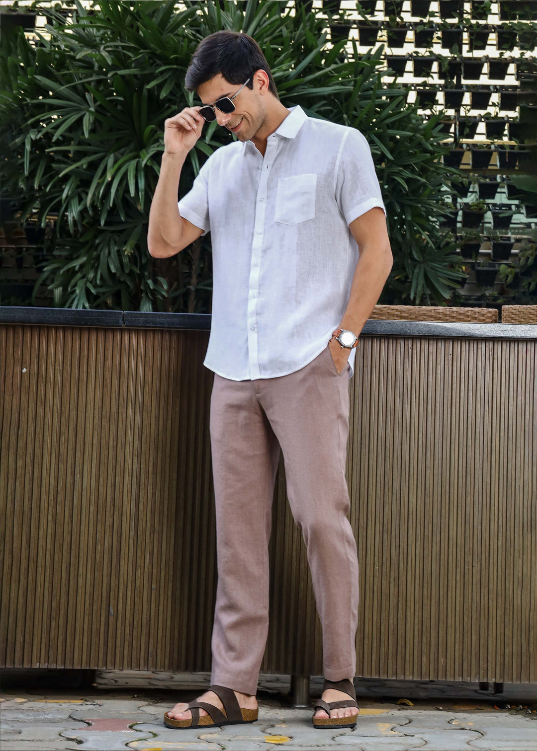 Harvey - Pure Linen Half Sleeve Shirt - White