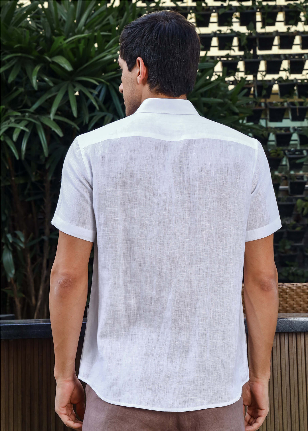 Harvey - Pure Linen Half Sleeve Shirt - White