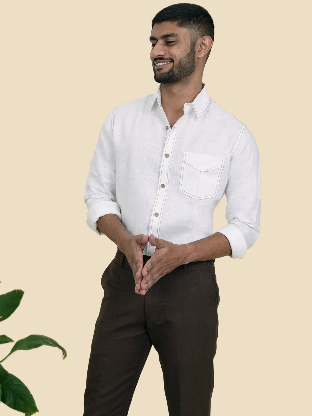 Hogan - Pure Linen Full Sleeve Shirt - White