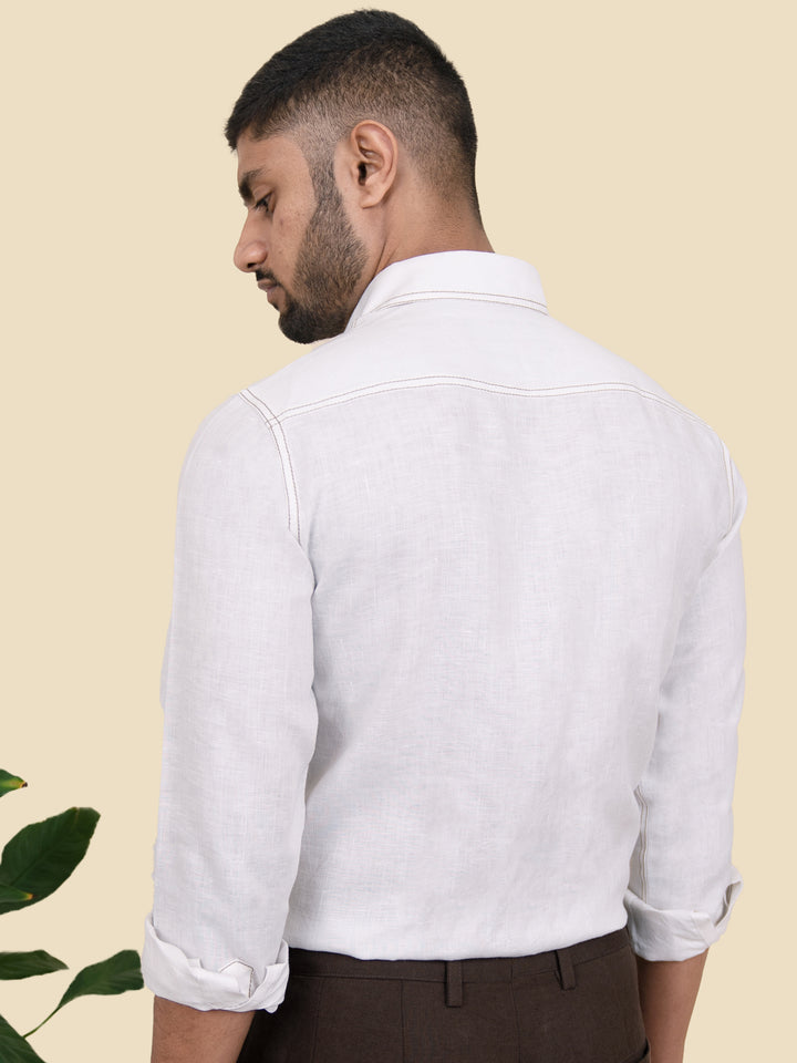 Hogan - Pure Linen Full Sleeve Shirt - White