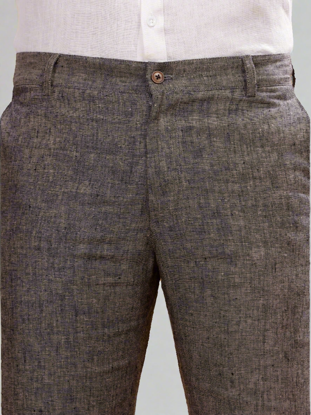Ian Pure Linen Trousers - Black Chambray (Factory Rescue)