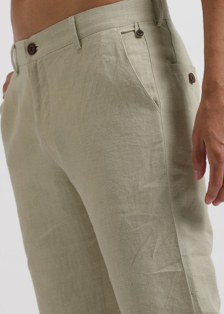 Ian Pure Linen Trousers - Ecru