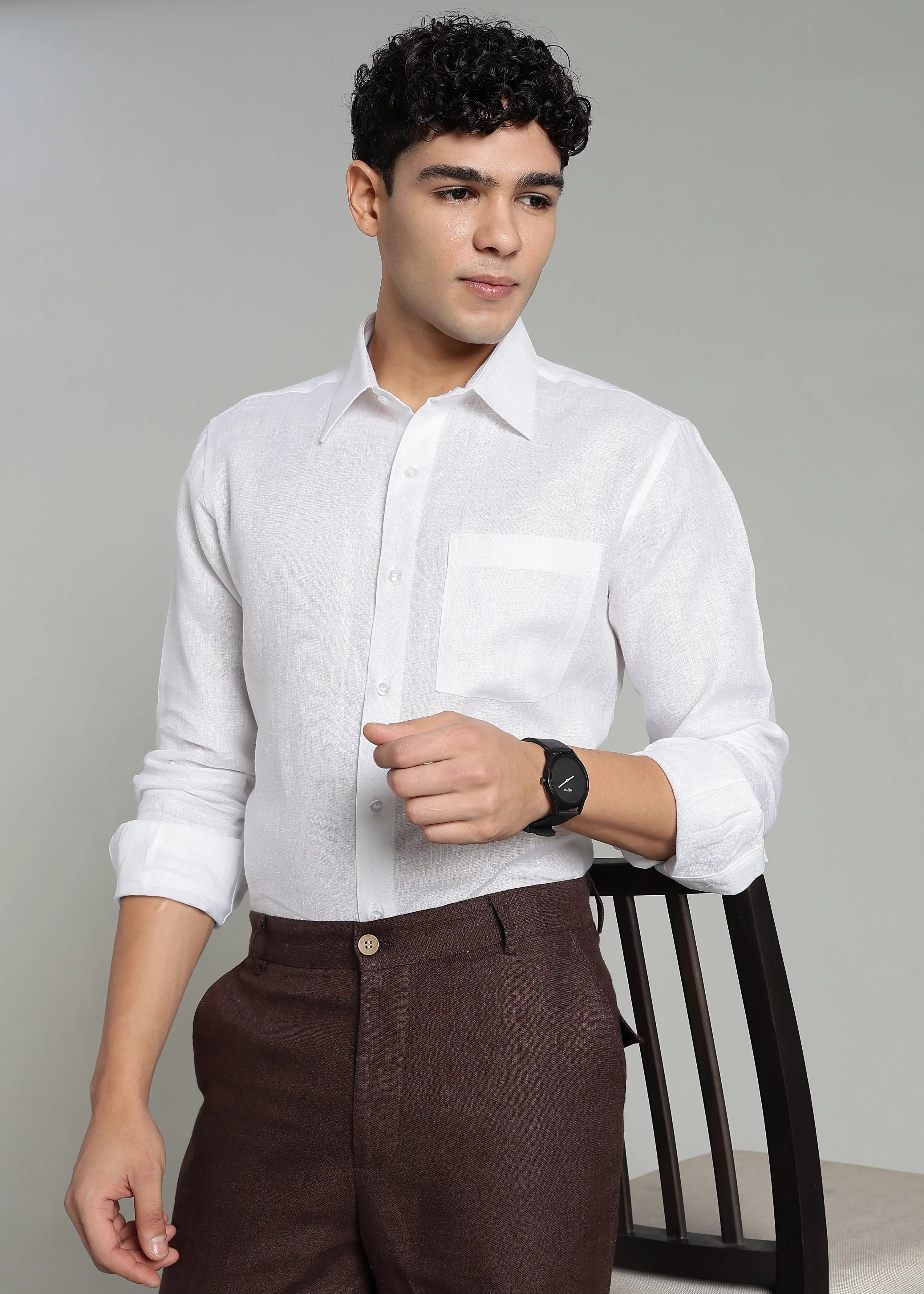White Pure Linen Full Sleeve Shirt – Linen Trail