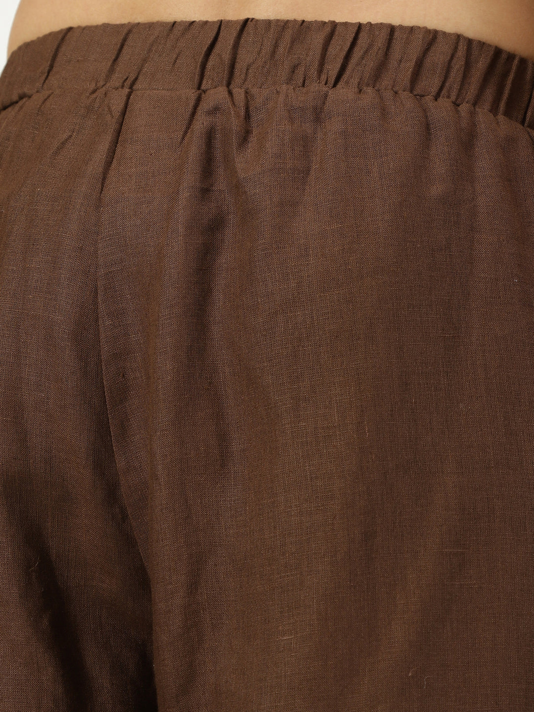 Jashn Kurta Sets - Embroidered Pure Linen Long Kurta | Coffee Brown