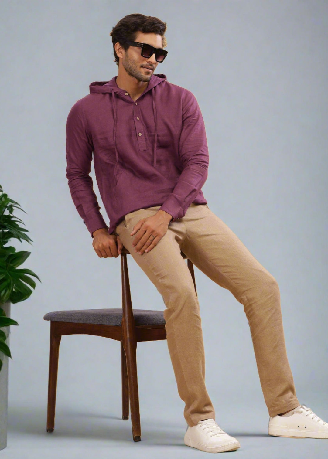 Jayden - Pure Linen Hoodie - Twilight Purple
