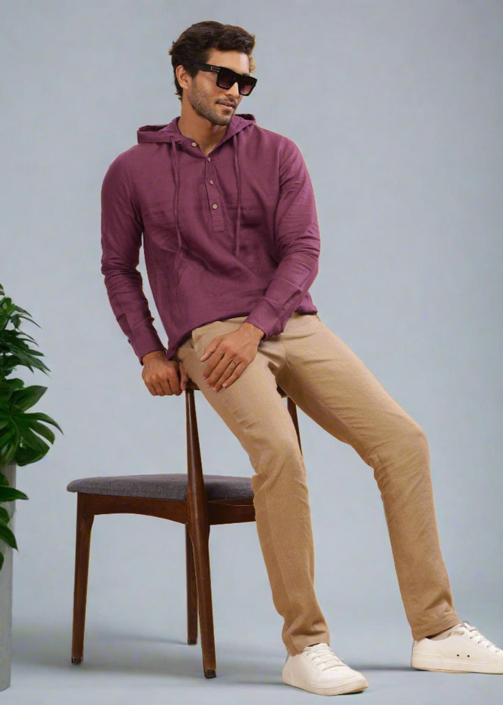 Jayden - Pure Linen Hoodie - Twilight Purple