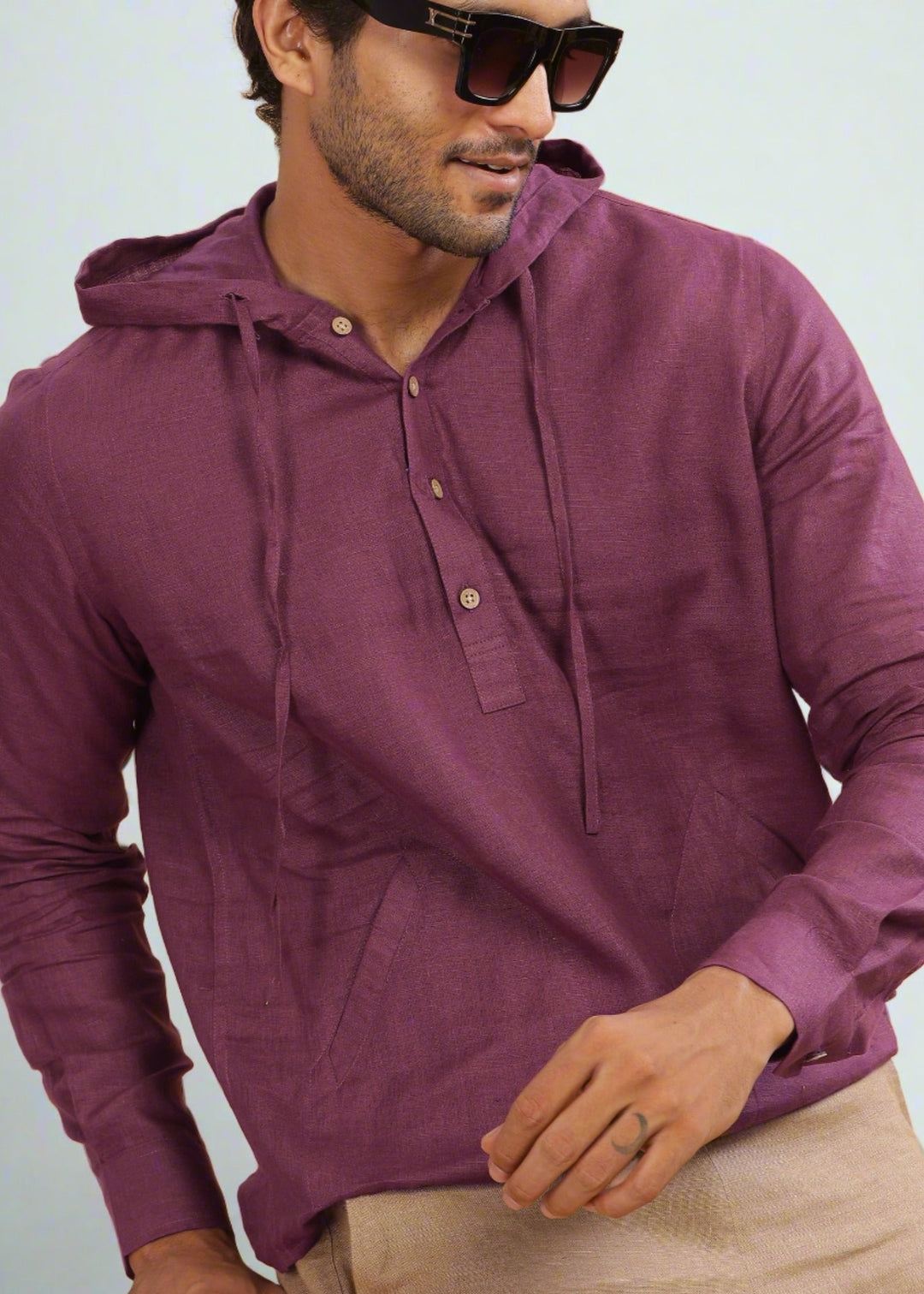 Jayden - Pure Linen Hoodie - Twilight Purple
