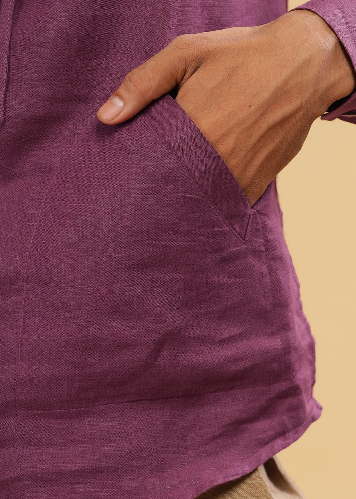 Jayden - Pure Linen Hoodie - Twilight Purple