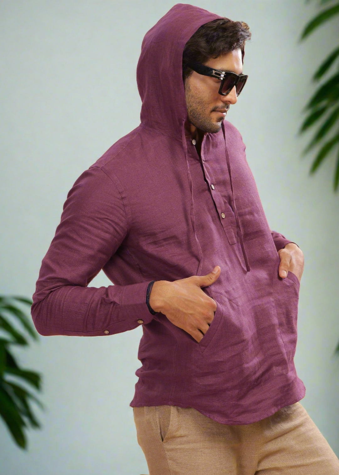 Jayden - Pure Linen Hoodie - Twilight Purple