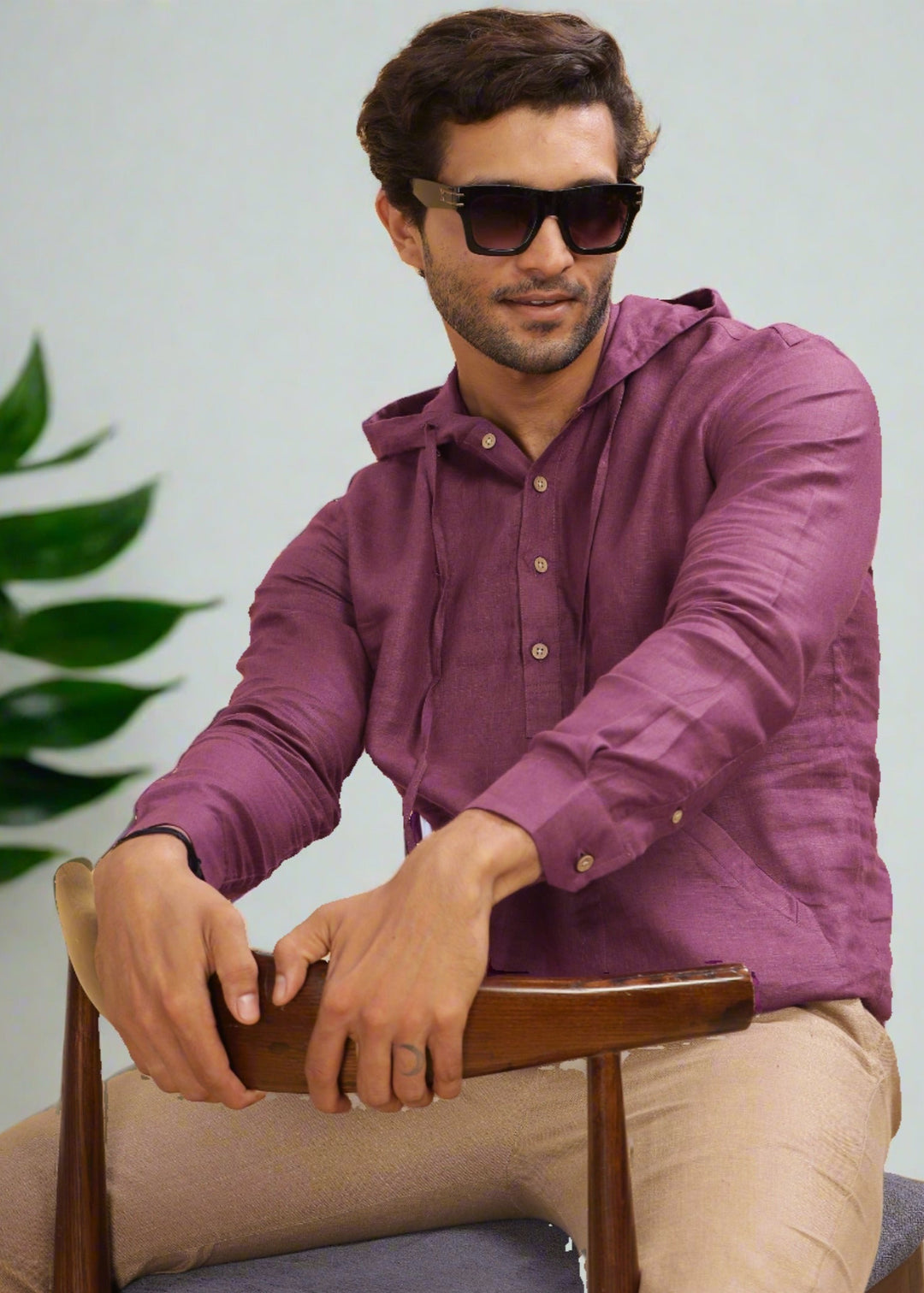 Jayden - Pure Linen Hoodie - Twilight Purple