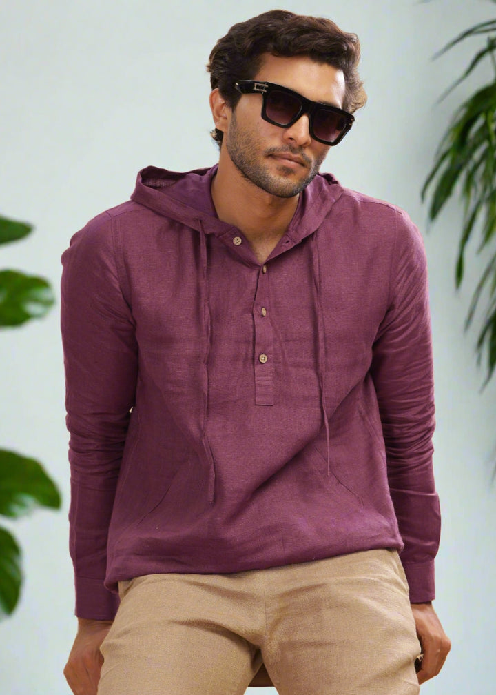 Jayden - Pure Linen Hoodie - Twilight Purple
