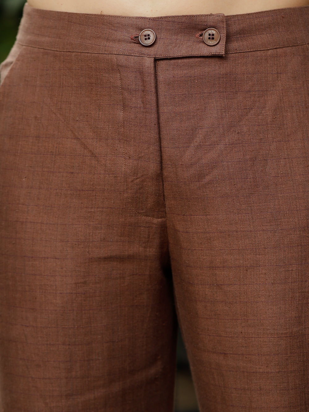 Luna - Ankle Length Pure Linen Trousers - Chocolate Brown