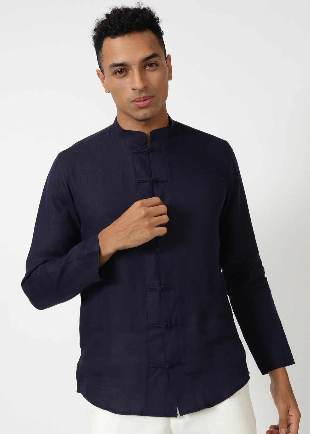 Marco - Pure Linen Full Sleeve Shirt - Dark Blue