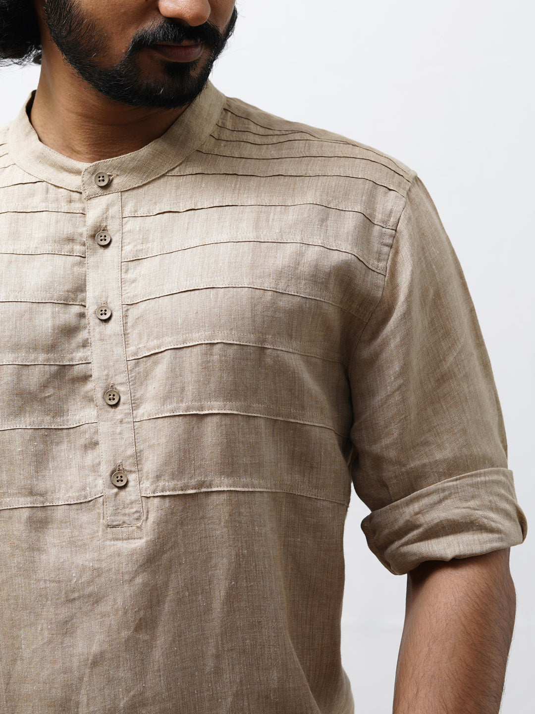 Kurta Sets - Marvel Linen Short Kurta | Mocha